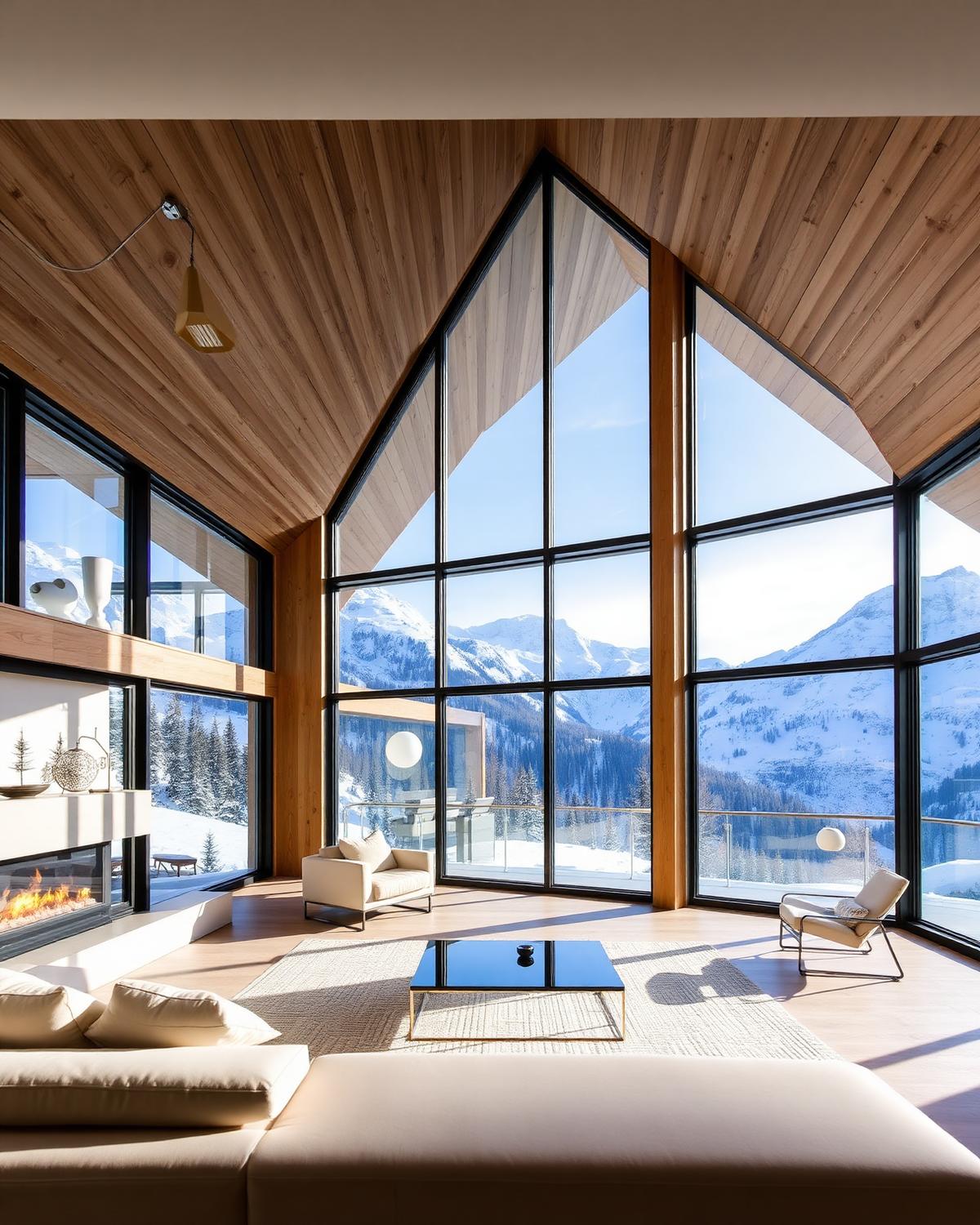 Grande verrière donnant sur les Alpes suisses, installation vitrière sur-mesure